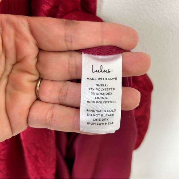 NWT Lulu's You're My Type Red satin jacquard midi slip dress size: XL - Picture 8 of 13